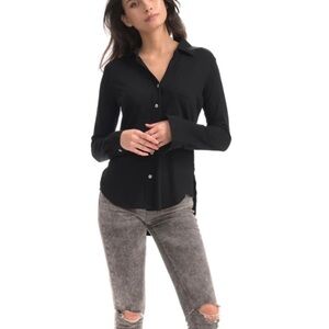 CHRLDR Black Poplin Button Down Top sz S
